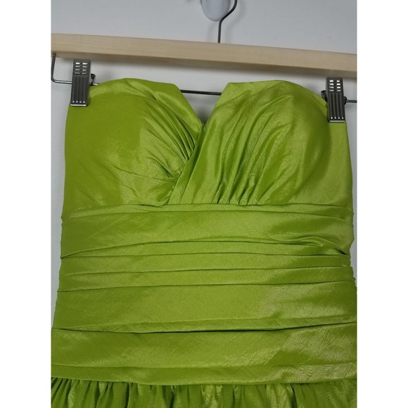 flirt by Maggie Sottero Sz. O Full Maxi Strapless Ruched Shimmer Key Lime Dress - Picture 4 of 12